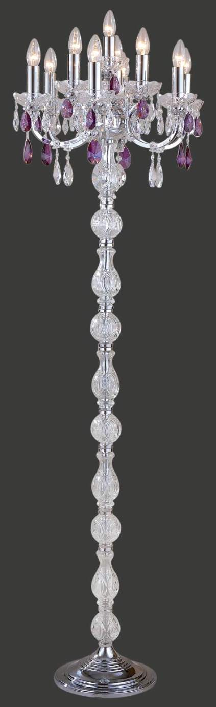 Floor lamp Purple and Clear crystal